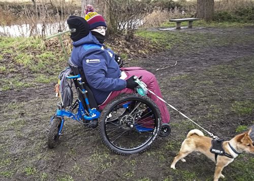 Sara Horsman in new powered wheelchair