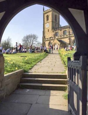 Rothwell Church with ongoing beer festival