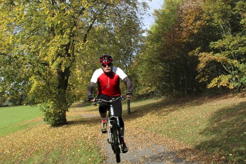 Colin on his Bike cheking the route