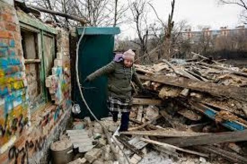 bombed Ukraine house